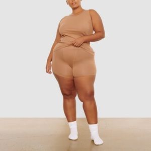 NWT RARE SKIMS Pointelle Logo Boxers in Ochre Size 4X